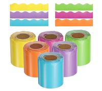 QUARKZMAN 6 Rotoli Colorato Bordo Bacheca 196,8 Piedi Bordi Ondulati Decorativi Rotoli Bordi per Bacheca Casa Aula Ufficio Decorazione (Colore Arcobaleno)