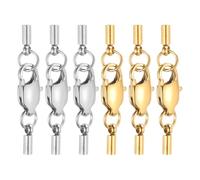 QUARKZMAN 6 Set 1.5mm Baccello Terminali In Pelle Con Ganci A Forma Di Chela Di Aragosta, Terminali A BariMolti In Acciaio Inossidabile Per Creazione Gioielli Fai Da Te Collane