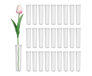 QUARKZMAN 60 Pezzi Tubi dell'Acqua 3 Pollici Tubi dell'Acqua Floreali Trasparenti Vialetti Floreali con Capi di Plastica per Decorazioni di Fiori Freschi Taglio di Milkweed Forniture