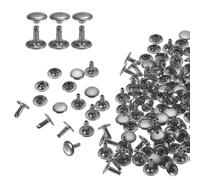 QUARKZMAN 60 Set Rivetti in Pelle Doppia Cappuccio, 10x10mm Tondo Rivetto Tubolari a Vite per Cuoio Chicago Metallo per Pelle Cintura Tessuto Collare Borsa Riparazione Decorazione, Bronzeo