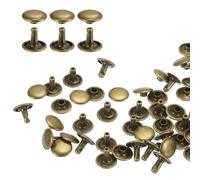 QUARKZMAN 60 Set Rivetti in Pelle Doppia Cappuccio, 10x8mm Tondo Rivetto Tubolari a Vite per Cuoio Chicago Metallo per Pelle Cintura Tessuto Collare Borsa Riparazione Decorazione, Bronzo
