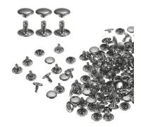 QUARKZMAN 60 Set Rivetti in Pelle Doppia Cappuccio, 10x8mm Tondo Rivetto Tubolari a Vite per Cuoio Chicago Metallo per Pelle Cintura Tessuto Collare Borsa Riparazione Decorazione, Bronzeo
