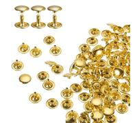 QUARKZMAN 60 Set Rivetti in Pelle Doppia Cappuccio, 12x10mm Tondo Rivetto Tubolari a Vite per Cuoio Chicago Metallo per Pelle Cintura Tessuto Collare Borsa Riparazione Decorazione, Oro