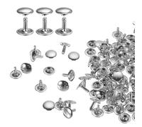 QUARKZMAN 60 Set Rivetti in Pelle Doppia Cappuccio, 12x12mm Tondo Rivetto Tubolari a Vite per Cuoio Chicago Metallo per Pelle Cintura Tessuto Collare Borsa Riparazione Decorazione, Argento