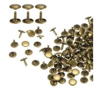 QUARKZMAN 60 Set Rivetti in Pelle Doppia Cappuccio, 12x12mm Tondo Rivetto Tubolari a Vite per Cuoio Chicago Metallo per Pelle Cintura Tessuto Collare Borsa Riparazione Decorazione, Bronzo