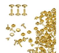 QUARKZMAN 60 Set Rivetti in Pelle Doppia Cappuccio, 7x8mm Tondo Rivetto Tubolari a Vite per Cuoio Chicago Metallo per Pelle Cintura Tessuto Collare Borsa Riparazione Decorazione, Oro