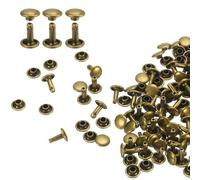 QUARKZMAN 60 Set Rivetti in Pelle Doppia Cappuccio, 7x8mm Tondo Rivetto Tubolari a Vite per Cuoio Chicago Metallo per Pelle Cintura Tessuto Collare Borsa Riparazione Decorazione, Bronzo