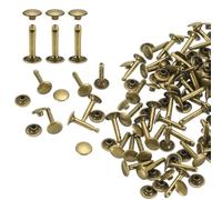 QUARKZMAN 60 Set Rivetti in Pelle Doppia Cappuccio, 9x16mm Tondo Rivetto Tubolari a Vite per Cuoio Chicago Metallo per Pelle Cintura Tessuto Collare Borsa Riparazione Decorazione, Bronzo