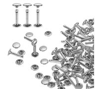 QUARKZMAN 60 Set Rivetti in Pelle Doppia Cappuccio, 9x16mm Tondo Rivetto Tubolari a Vite per Cuoio Chicago Metallo per Pelle Cintura Tessuto Collare Borsa Riparazione Decorazione, Argento