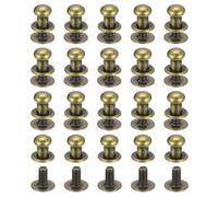 QUARKZMAN 6mm Vite a Testa Sferica Rivetti Bottone Nipplo, Confezione da 20 per Artigianato in Pelle Fai da Te Borsa Cintura, Tono Bronzo