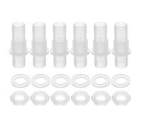 QUARKZMAN 6Pc Adattatore A Innesto Per Tubo In Plastica 1/2" x 1/2"(12mm x 12mm) Giunto Di Collegamento Attraversare Paratia Con Dado M16 E Rondella Per Acquario Aria Acqua Carburante