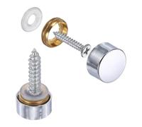 QUARKZMAN 6Pcs Coperchi Per Viti, Coperchi Decorativi Per Viti In Ottone A Specchio Piatto Per Hardware Edile E Pubblicitario, Diametro 10mm, Argento Lucidato