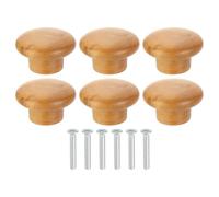 QUARKZMAN 6Pcs Maniglia Rotonda Per Cassetto In Legno, Diametro 1 5/8" Testa Rotonda Maniglie Per Cassetto In Legno Con Viti Per Mobili Cassetto Comò Armadio Credenza, Faggio