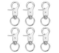 QUARKZMAN 6Pezzi Gancio Girevole con Moschettone 13mm(1/2" Argento Bianco | Moschettone a Scatto Pesante in Metallo, Gancio a Carcino, per Lacci Borse Cinture Artigianato in Pelle