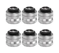 QUARKZMAN 6pz Adattatore Raffreddamento A Acqua Filettatura G1/4" A Tubo Rigido OD 14mm Fitting Con O-Ring Di Serraggio Per Sistema Raffreddamento A Acqua PC, Argento