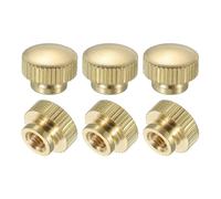QUARKZMAN 6pz Dadi a Farfalla Scanalati M5 x D12mm x H9mm Ottone Elementi | Fissaggio Pomelli Rotondi, a Testa Alta, con Colletto, Foro Cieco, per Parti Stampanti 3D, a Testa Alta