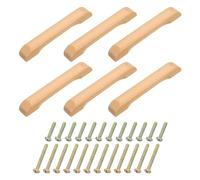 QUARKZMAN 6pz Legno Cassetto Maniglie Maniglie 128mm/5.04" Foro Spaziatura Faggio Legno Forma Ponte Armadi Cassetto Pomelli Maniglie Maniglie per Cucina Armadi Cassettiera Mobili