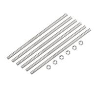 QUARKZMAN 6pz M3x200mm Barra Filettata Completamente con 6pz Esagonali Dadi, 0,5mm Passo Barra Filettata in Acciaio Inox 304 Destra Mano Filettata Asta Perni Bar Borchie