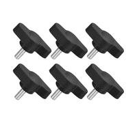 QUARKZMAN 6pz Manopole ad Alette a T a Farfalla, Manopola Serraggio Vite M4 x 10mm Filettatura Maschio Viti Acciaio Inossidabile 304 Maniglia 27mm Dia per Sostituzione Manopola, Nero