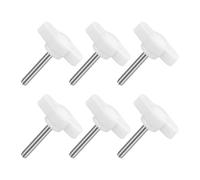 QUARKZMAN 6pz Manopole ad Alette a T a Farfalla, Manopola Serraggio Vite M4 x 25mm Filettatura Maschio Viti Acciaio Inossidabile 304 Maniglia 27mm Dia per Sostituzione Manopola, Bianco