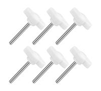 QUARKZMAN 6pz Manopole ad Alette a T a Farfalla, Manopola Serraggio Vite M4 x 35mm Filettatura Maschio Viti Acciaio Inossidabile 304 Maniglia 27mm Dia per Sostituzione Manopola, Bianco