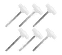 QUARKZMAN 6pz Manopole ad Alette a T a Farfalla, Manopola Serraggio Vite M4 x 50mm Filettatura Maschio Viti Acciaio Inossidabile 304 Maniglia 27mm Dia per Sostituzione Manopola, Bianco