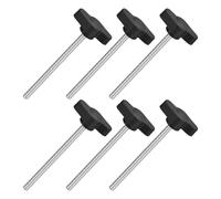 QUARKZMAN 6pz Manopole ad Alette a T a Farfalla, Manopola Serraggio Vite M4 x 60mm Filettatura Maschio Viti Acciaio Inossidabile 304 Maniglia 27mm Dia per Sostituzione Manopola, Nero