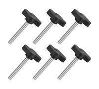 QUARKZMAN 6pz Manopole ad Alette a T a Farfalla, Manopola Serraggio Vite M5 x 40mm Filettatura Maschio Viti Acciaio Inossidabile 304 Maniglia 27mm Dia per Sostituzione Manopola, Nero