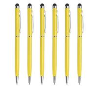 QUARKZMAN 6pz Metallo Stilo Penna Biro Penna 2 in 1 Universale Retraibile Inchiostro Penna con Stilo Punte per Tutto Capacitativo Touch Screen Dispositivo, Giallo