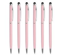 QUARKZMAN 6pz Metallo Stilo Penna Biro Penna 2 in 1 Universale Retraibile Inchiostro Penna con Stilo Punte per Tutto Capacitativo Touch Screen Dispositivo, Rosa