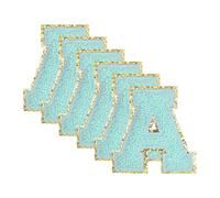 QUARKZMAN 6pz Patches Lettera Scintillio 8.4cm / 3.3" Toppe Termoadesive in Ciniglia Toppe Applicate per Abbigliamento, Cappello, Jeans, Scarpe, Borse (Blu, A)