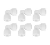 QUARKZMAN 6pz Raccordi a Pressione, 1/4" OD x 1/4" OD Raccordi Tubo Aria Tubo e Tubo Raccordo Rapido Plastica a Gomito a 90 Gradi per Sistema Acqua RO, Bianco (6-6mm)