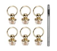 QUARKZMAN 6pz Rivetti Borchie in Metallo 7mm Rivetti Bottone ad Ring a D con 3,5mm Punzone Cuoio per Artigianato Pelletteria, Tono Oro