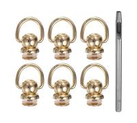 QUARKZMAN 6pz Rivetti Borchie in Metallo 8mm Rivetti Bottone ad Ring a D con 3,5mm Punzone Cuoio per Artigianato Pelletteria, Tono Oro