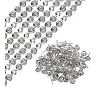 QUARKZMAN 6pz Strisce Puntine Tappezzeria, Decorazioni Unghie Decorative Forma Fiore da 1 Metro per Mobili per Testiera Divani e Sedie Chiodi Tappezzeria (11 Mm Argento)