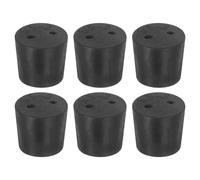QUARKZMAN 6pz Tappo in Gomma a 2 Fori, Tappo Conico per Tubo con Sigillo da Laboratorio per Boccette per Provette, Contenitori in Vetro, Industria e Laboratori, 28x24x25mm Nero