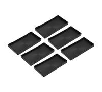 QUARKZMAN 6pz Vassoio di Servizio Piccolo Nero Mini Vassoio 4" x 8" Vassoi da Portata Rettangolari in Plastica in Legno Piatto Decorativo Ottomano per Colazione Cucina