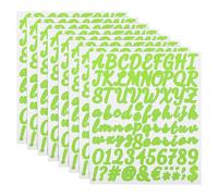QUARKZMAN 8 Fogli 672 Pezzi Kit Adesivi Lettere Numeri, 1 Pollice Alfabeto Corsivo in Vinile Autoadesivo per Segno Cassetta Posta Decorazioni Fai Da Te, Verde Chiaro
