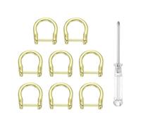 QUARKZMAN 8 Pezzi Anelli A D Con Vite Da 5/8" A Forma Di Ferro Di Cavallo Metallo A Forma Di U Semicerchio Portachiavi Con Cacciavite Per Accessori Collare Portachiavi, Celeste Chiaro Oro