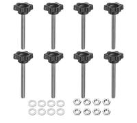QUARKZMAN 8 Pezzi Manopole A Stella Con Dadi E Rondelle, M5 X 50mm Metrico 304 Acciaio Inossidabile Filettatura Maschio 25mm Testa In Plastica 6 Stelle, Perno Filettato Manopole
