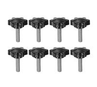 QUARKZMAN 8 Pezzi Pomelli a Stella M8 x 30mm Vite Filettata in Acciaio Inossidabile 304, 38mm Manopola Zigrinata Vite a Testa Zigrinata a 6 Stelle Plastica Impugnatura Manopola, Nero