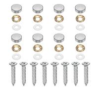 QUARKZMAN 8 Pezzi Viti Decorative In Ottone Con baccello 14mm Viti Specchio Con baccello Autofilettanti Per Fissaggio Mobili Specchi Armadi Tonargento