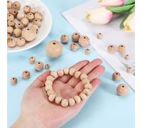 QUARKZMAN 80 Pezzi Perline In Legno 12mm, Perline Tonde Naturali Grezze Spaziatori Sciolti Per Creazione Gioielli Fai Da Te Decorazioni Casa Ghirlande Macramé