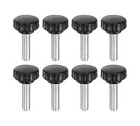 QUARKZMAN 8pcs Manopole A Coste M10 x 35mm Metrico Zincato Acciaio al Carbonio Filettatura Maschio Tipo Avvitamento Testa Rotonda Plastica 30mm Manopole Filettate Nere