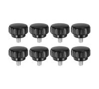 QUARKZMAN 8pcs Manopole A Coste M6 x 8mm Metrico Zincato Acciaio al Carbonio Filettatura Maschio Tipo Avvitatura Testa Rotonda Plastica 25mm Manopole Filettate Manico Bullone Nero