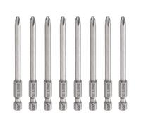 QUARKZMAN 8Pz #2 Punte Cacciavite Phillips PH2 1/4" Gambo Esagonale 3.15" (80mm) Lungo 5mm Asta Punta Trapano a Croce Magnetiche acciaio S2 Inserti per Avvitatore Industriale, Grigio