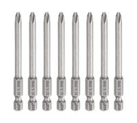QUARKZMAN 8Pz #2 Punte Cacciavite Phillips PH2 1/4" Gambo Esagonale 3" (75mm) Lungo 5mm Asta Punta Trapano a Croce Magnetiche acciaio S2 Inserti per Avvitatore Industriale, Grigio