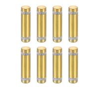 QUARKZMAN 8pz Distanziali per Targhe 12x40mm Vite di Supporto a Doppia Testa in Acciaio Inossidabile Viti Distanziatrici Parete per Cartello Vetro Acrilico Porta Pubblicitario, Oro