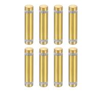 QUARKZMAN 8pz Distanziali per Targhe 12x50mm Vite di Supporto a Doppia Testa in Acciaio Inossidabile Viti Distanziatrici Parete per Cartello Vetro Acrilico Porta Pubblicitario, Oro