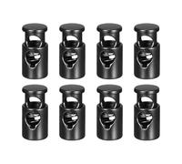 QUARKZMAN 8pz Fermagli Corda in Metallo, 5mm Singolo Foro Molla a Leva Fermagli Corda Fine Fissatore Scorrevole per Zaini Abbigliamento Coulisse Lanyards, Nero